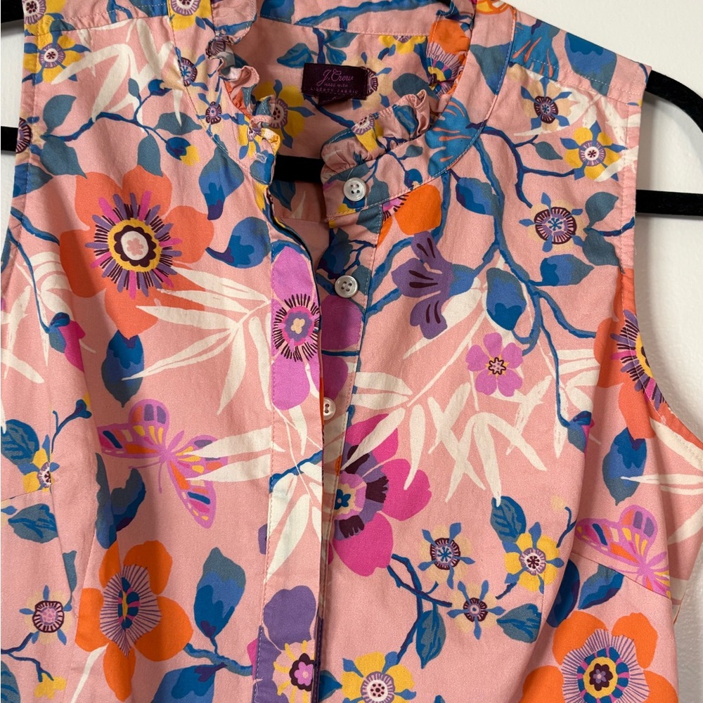 J. Crew Liberty Fabric Vibrant Floral Button-Down Midi Dress Size 4 - Picture 6 of 10